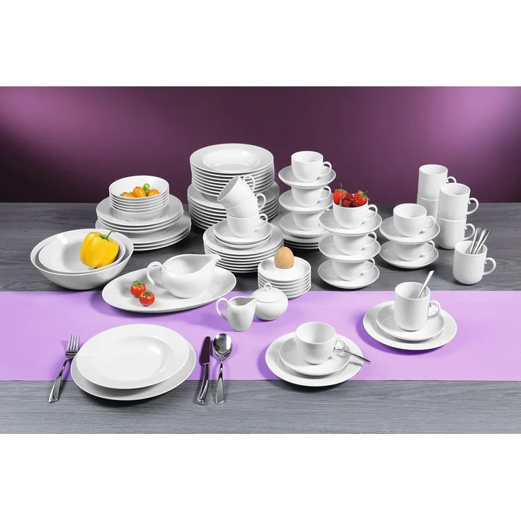 Seltmann Weiden Geschirr-Set Kaffeekanne 6 Personen Rondo weiss uni 7 von Seltmann Weiden, Porzellan – Bild 3