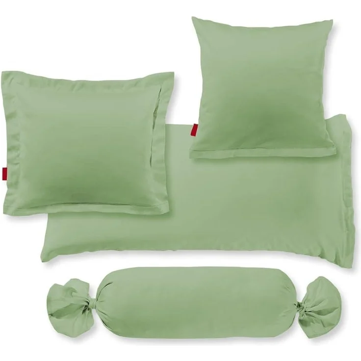 2 Stück Fleuresse Mako-Satin Kissenbezüge 40x60 cm uni mit RV DP 1525 jadegrün – Bild 3