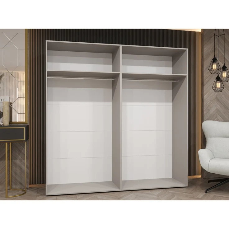 Kleiderschrank Veluna I 200 (Farbe: Weiß / Weiß + Schwarz) – Bild 3