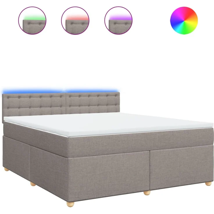 vidaXL Boxspringbett mit Matratze Taupe 180x200 cm Stoff 3289077 – Bild 2