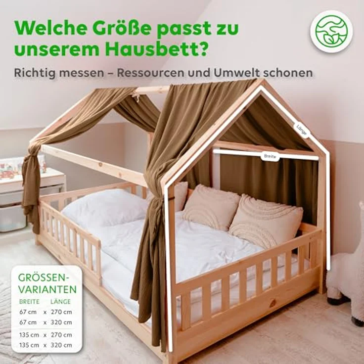 lilimaus Betthimmel Hausbetthimmel Baumwoll Musselin Betthimmel Kinder Hausbett 2er Set, Stilvolle Musselin-Deko für Kinderzimmer, ideal als Geschenkidee – Bild 5