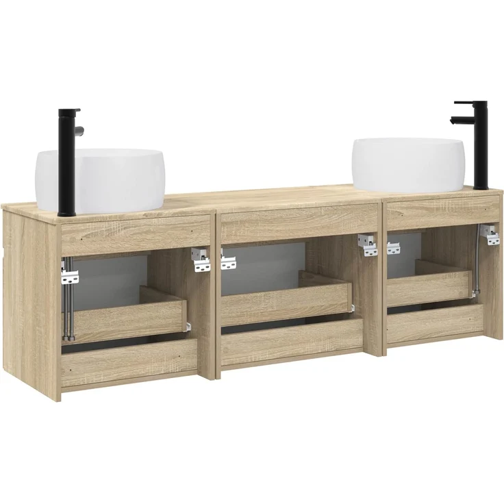 vidaXL Badezimmerschrank-Set 3 stk. Sonoma-Eiche 157 x 44,5 x 80 cm 3405769 – Bild 7