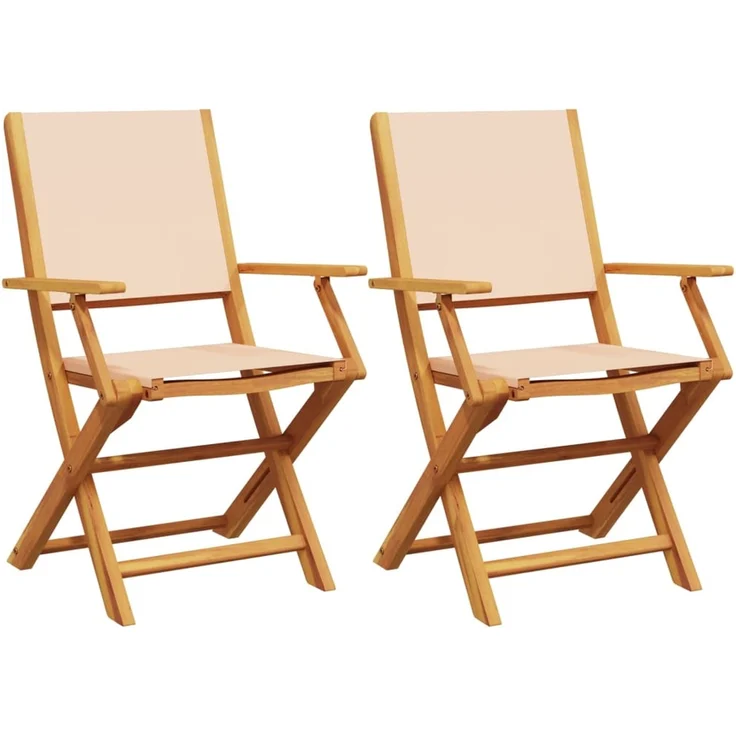 vidaXL Gartenstühle 2 Stk. Beige Massivholz Akazie & Stoff 367672 – Bild 2