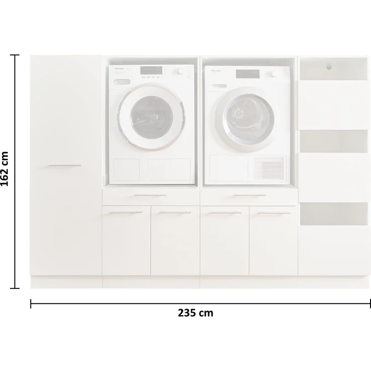 Waschmaschinenumbauschrank >LAUNDREEZY< in weiß - 235x162x67,5 (BxHxT) – Bild 4