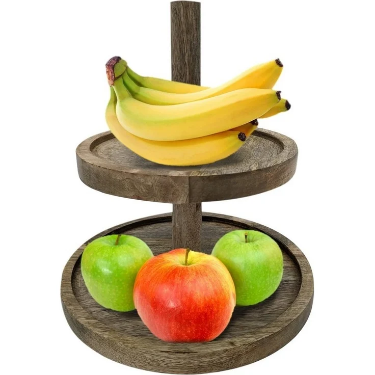 Spetebo Etagere Mangoholz Etagere mit 2 Ablagen - 25 cm, Mangoholz, (Packung, 1-tlg, 1 x Servierständer), Servierständer aus Holz – Bild 3