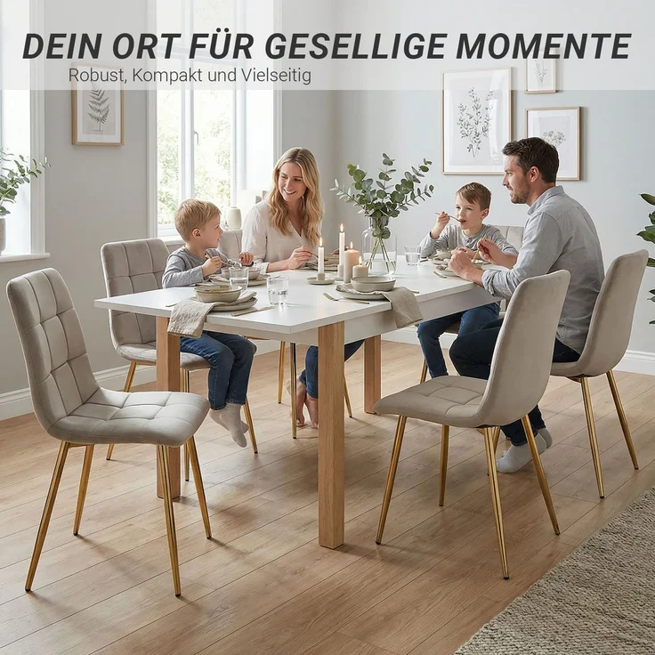 Esstisch ausziehbar 160x80 cm Wohnzimmertisch Holz Beige Grau Küchentisch Esszimmertisch Holztisch Tisch – Bild 6