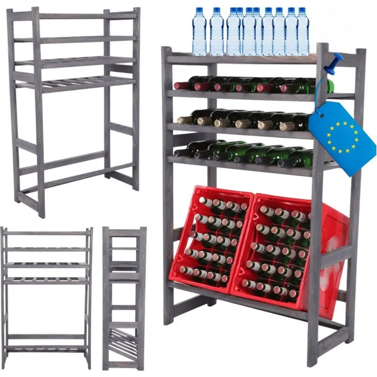 Modo24 Weinregal Kistenregal, Kombiregal, Weinregal, Holzregal, Massivholz Kiefer, Allzweckregal, Modulares Design, viele Größen und Farben
