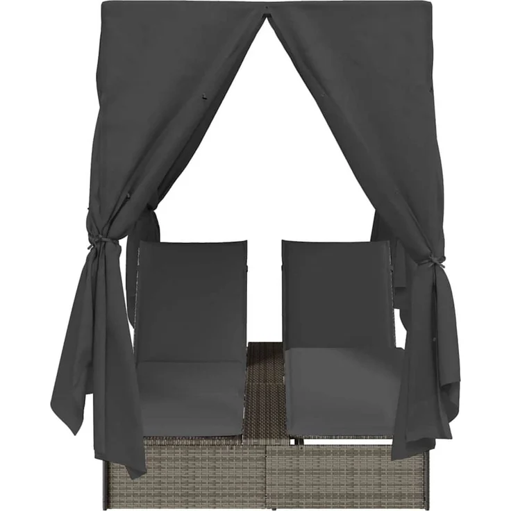 vidaXL Doppelte Sonnenliege Grau Poly-Rattan 3376129 – Bild 5