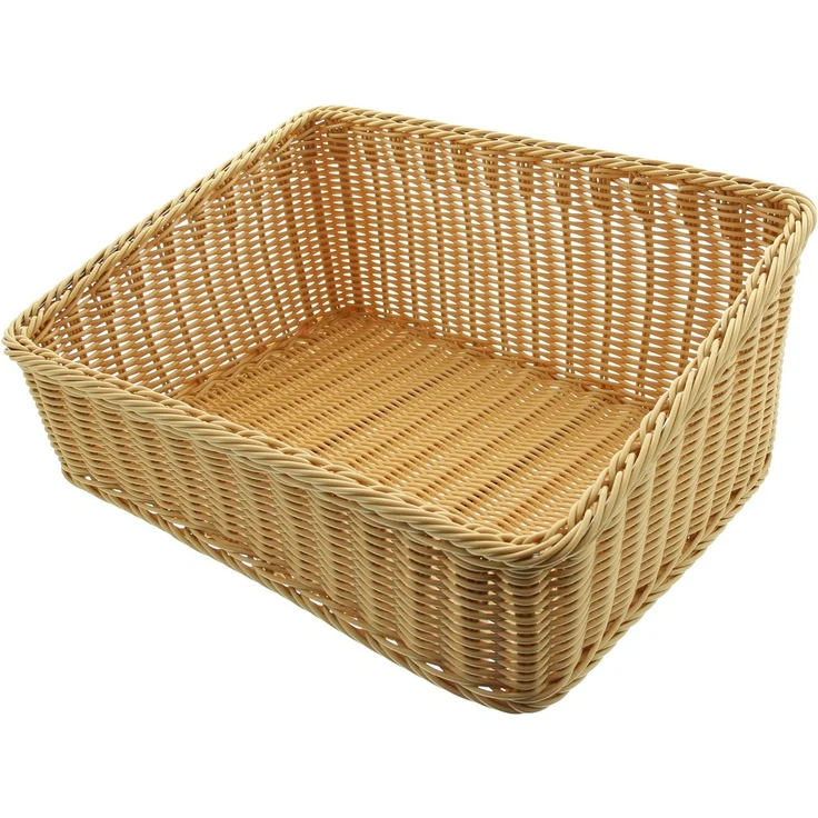 Dekoleidenschaft Regalkorb Auslagekorb aus Polyrattan, Schrankkorb, Aufbewahrungskorb, Brotkorb, Flechtkorb, Buffetkorb abwaschbar, Obstkorb, Servierkorb, Verkaufskorb – Bild 1