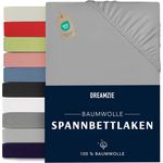 Dreamzie - Spannbettlaken 70x190/200cm - Baumwolle Oeko Tex Zertifiziert - Grau - 100% Jersey Spannbetttuch 70x190/200