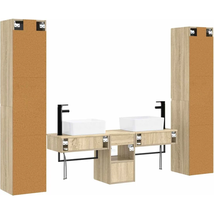 vidaXL Badezimmermöbel-Set 5 stk. Sonoma-Eiche 33 x 34,5 x 160 cm 3406015 – Bild 7