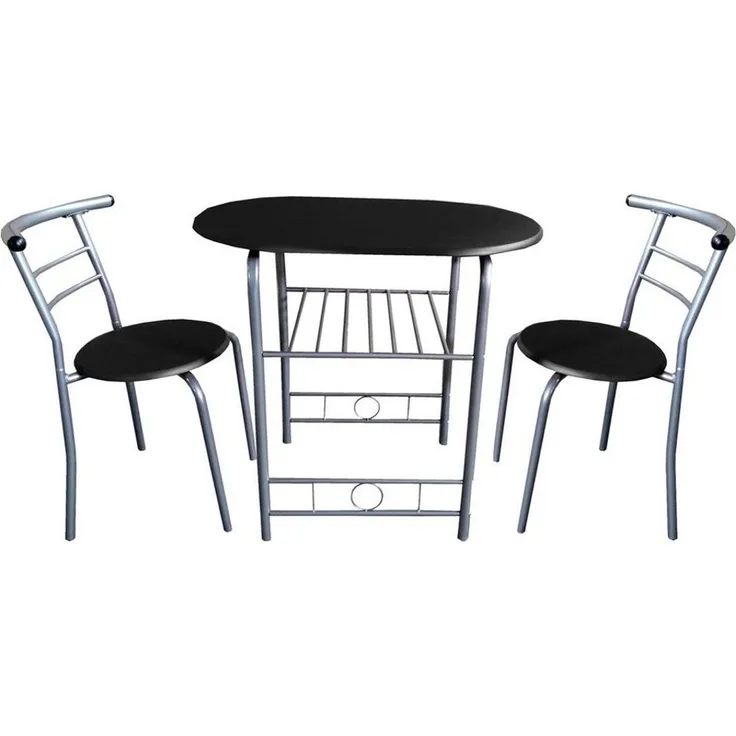 HTI-Living Essgruppe Tischgruppe Schwarz Merit, (Set, 3-tlg, 1 Tisch, 2 Stühle), Essgruppe 1 Tisch 2 Stühle