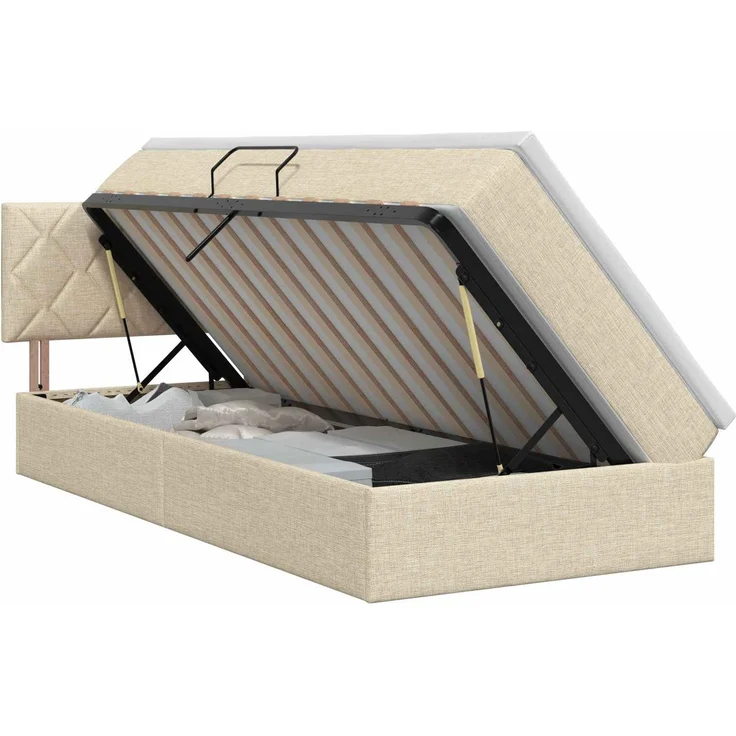 vidaXL Aufbewahrungsbett mit Matratze Creme 90 x 200 cm Samt 3458662 – Bild 2