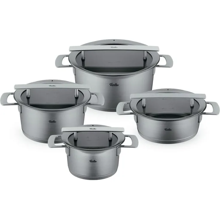 Fissler Topf-Set Phi Collection, Edelstahl 18/10 (Set, 4-tlg, Kochtopf 16/20/24cm, Bratentopf 20cm), cookstar Allherdboden, Edelstahl 18/10, Made in Germany