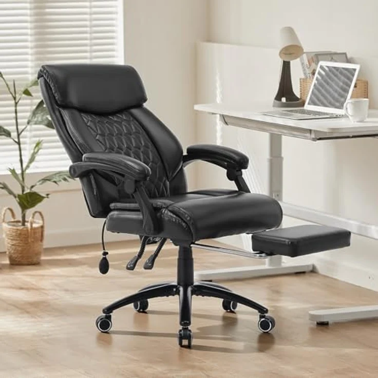 COLAMY Ergonomischer Chefsessel mit Fußstütze, gepolsterten Hochklapparmen und Kippverstellung für langes Arbeiten im Homeoffice, Schwarz – Bild 10