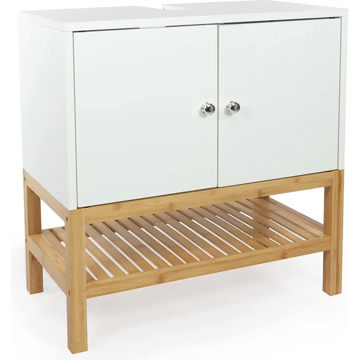 osoltus Badregal osoltus Unterschrank Waschbeckenunterschrank Osaka Bambus / weiß