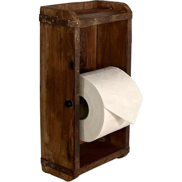 Ziegelform Rollenhalter Toilettenpapierhalter Holz Woodkings 15x33x10 cm WC-Rollenhalter Klopapierhalter Gäste-WC Badaccessoire rustikal Badezimmer-Deko