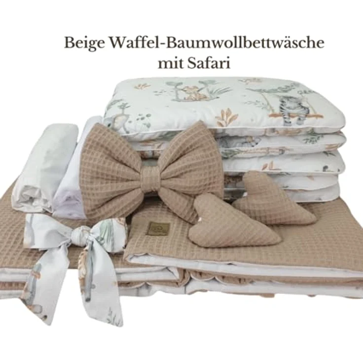 WIKLINOPOL Stubenwagen Lena aus Weide – Babywiege mit Rollen, Matratze, Baldachin & Bettwäsche aus Waffelstoff mit Gänse, handgefertigt, grau Moseskorb – Bild 6