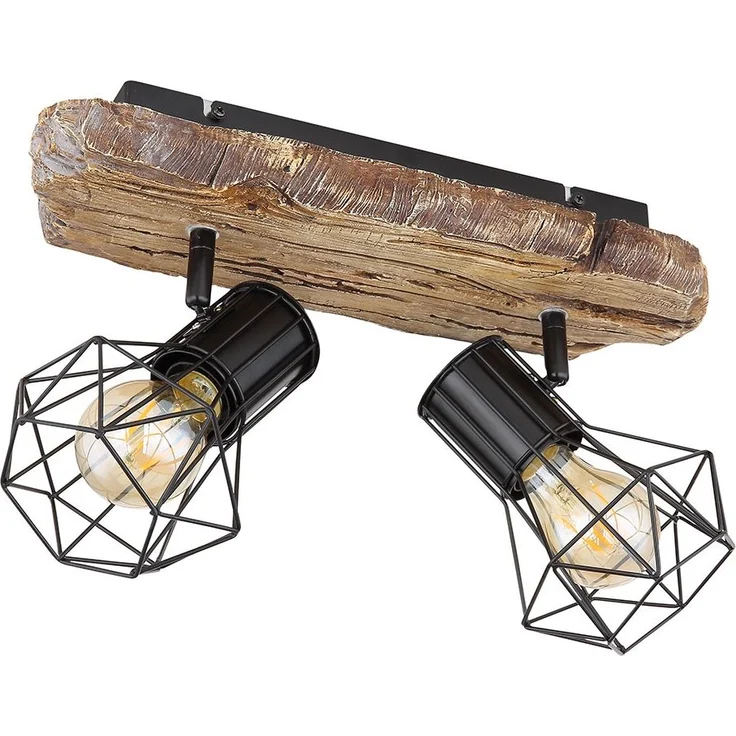 Deckenleuchte, Holzoptik, Metall, schwarz, L 38,5 cm – Bild 5