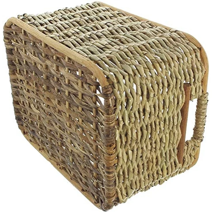 Dekoleidenschaft Aufbewahrungskorb aus Rattan und Schilfstroh in 3 Größen, Regalkorb, Wäschekorb, Korb (1 St), Regalkorb, Wäschekorb, Korb, Flechtkorb, Schrankkorb, Dekokorb, Kiste – Bild 4