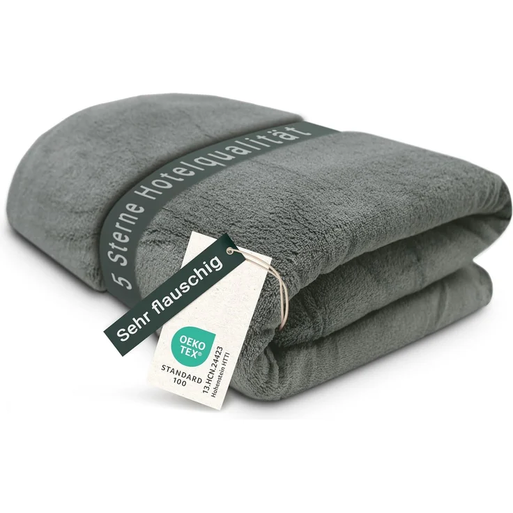 ZOLLNER Kuscheldecke, 220x240 cm, grau (taupe) – Bild 1