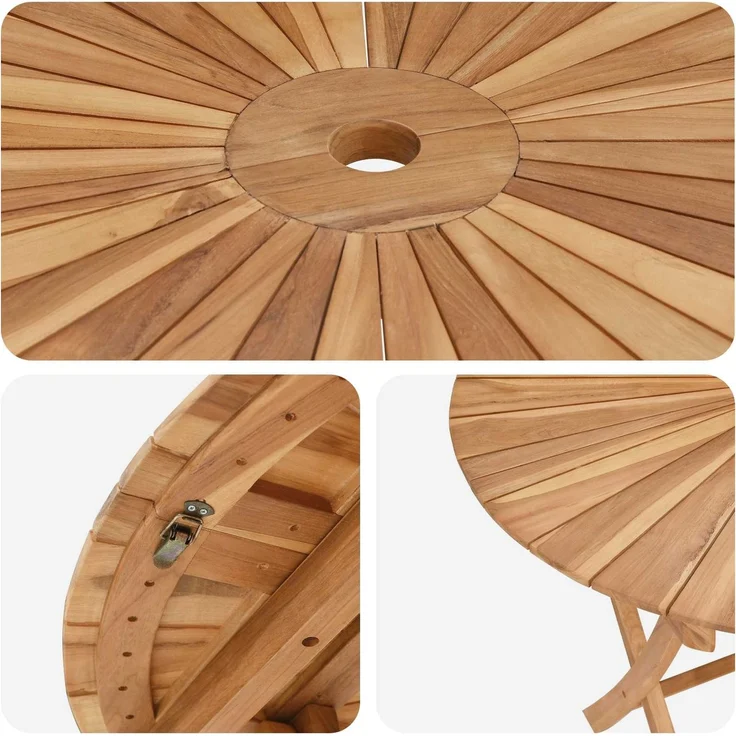 vidaXL Klappbarer Gartentisch Natur Ø 110 x 75 cm Teak-Massivholz 42028987 – Bild 6