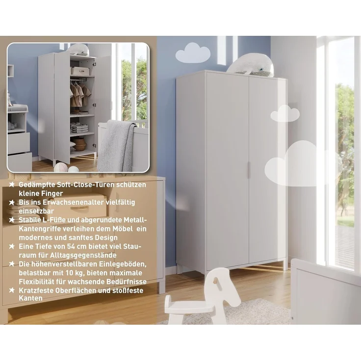 Germania Kleiderschrank 7013-572 GW-Alkmaar, in Kaschmir, gedämpfte Türen mit Soft-Close, 89 x 180 x 54 cm (BxHxT) – Bild 7