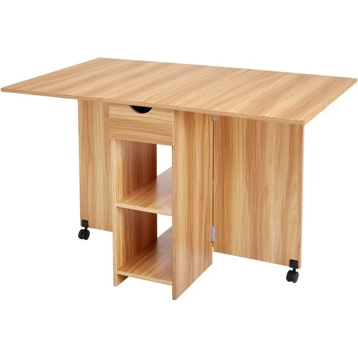 Mondeer Esstisch Klappbarer Esstisch, mit 1 Schublade und 2 Lagerregalkonsolen 72 x 120 x 75 cm