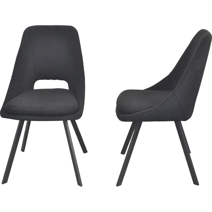 Moderner Esszimmerstuhl, Polsterstuhl "Luna" 2er-Set, Bezug Teddyoptik, schwarz – Bild 2