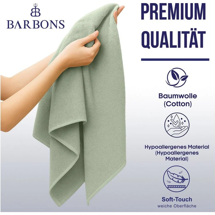 BARBONS Badetücher Duschtücher Set, Handtücher 4-tlg 70x140cm Badetuch, Handtuch, (4-St), Walkfrottee, 100% Baumwolle, saugstark, weich – Bild 3