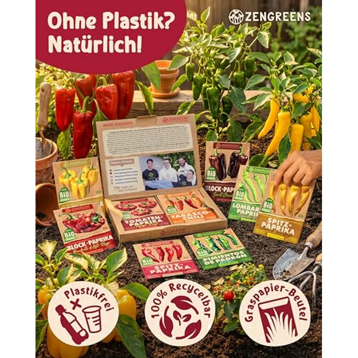 ZenGreens® - Bio Paprikasamen im 12er Set - 12 Paprika Samen für den einfachen Anbau im Garten, Balkon oder Hochbeet - Pflanzensamen - Saatgut – Bild 5