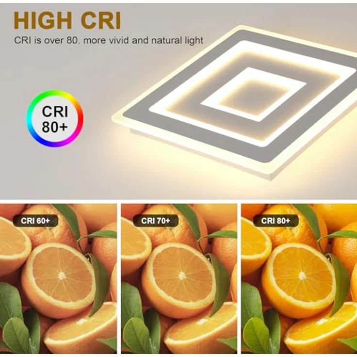 Comely LED Deckenleuchte Quadrat, Moderne Deckenlampe 52W Quadratisch LED Acryl LED Deckenbeleuchtung, LED Lampen Weiß für Schlafzimmer, Wohnzimmer, Flur, Warmes Licht 3000K, 40cm – Bild 5
