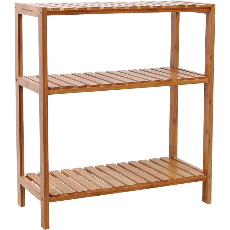 SONGMICS Badezimmerregal, Bambus natur, 60 x 26 x 66 cm