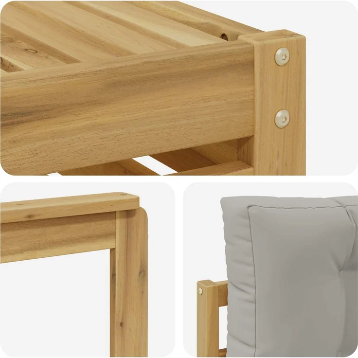 vidaXL Outdoor-Sofagarnitur 4 stk. 4-Sitzer Weiß und Hellgrau 3390271 – Bild 5