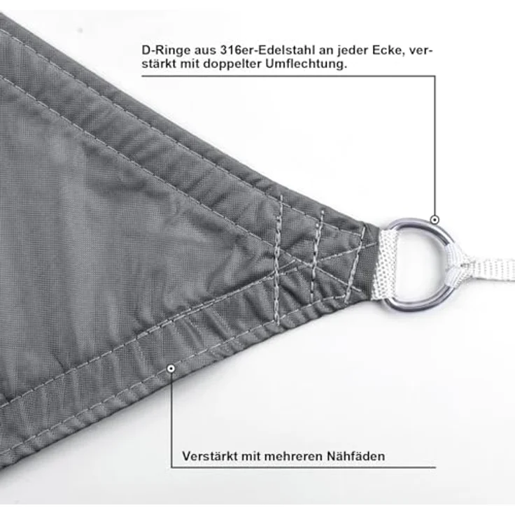 SUNNY GUARD Sonnensegel Wasserdicht 4x4x4m Dreieckig Sonnenschutz Wetterschutz Segel Baldachin UV Schutz für Balkon Terrasse Garten, Dunkler Anthrazit – Bild 3
