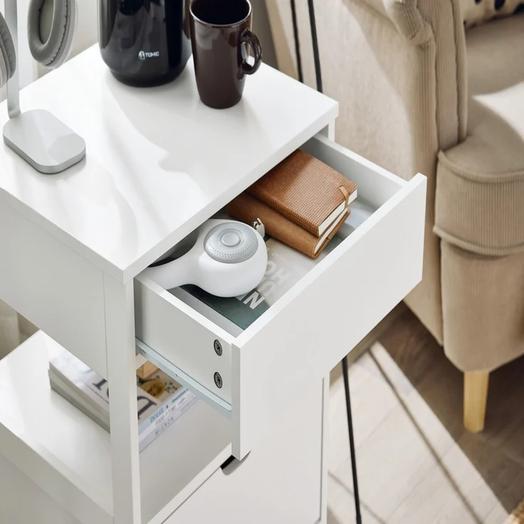 SoBuy FRG258-II-W Nachttisch, MDF, Lackiert, Weiß, 45 x 55 x 38 cm – Bild 5