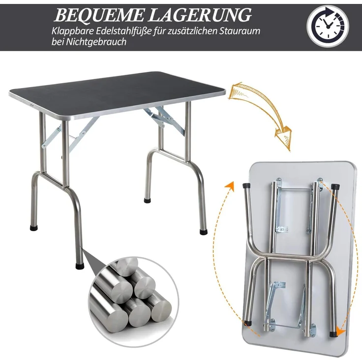 PawHut Hundeschermaschine Trimmtisch Tierpflegetisch klappbar höhenverstellbar Edelstahl Schwarz, Hundepflegetisch, L90 x B60 x H75 cm – Bild 3
