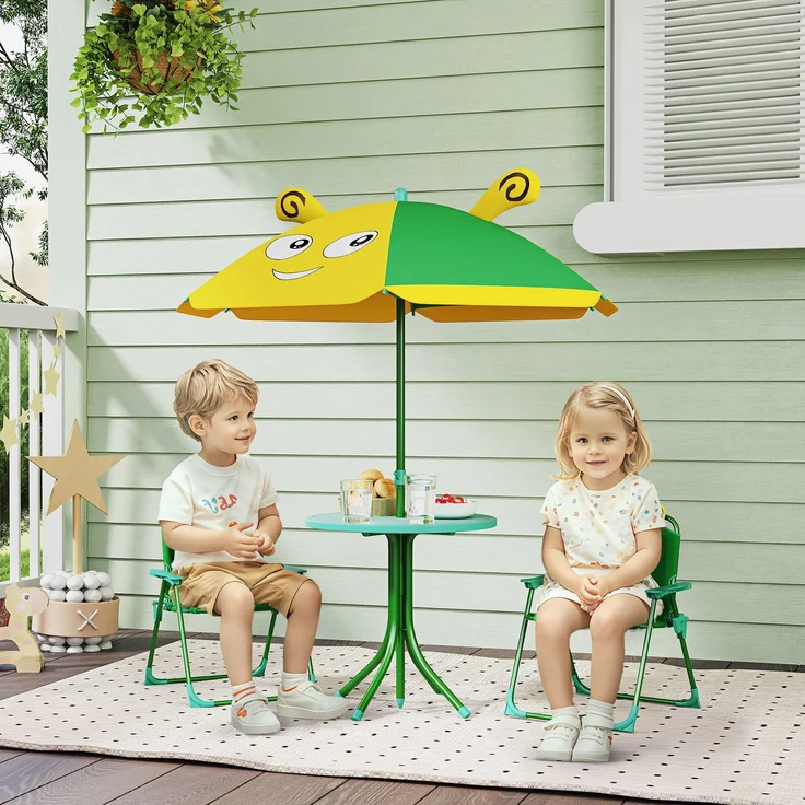 AIYAPLAY Garten-Kindersitzgruppe, Stahl, Polyester, Dunkelgrün, 49,5L x 49,5B x 50H cm – Bild 2