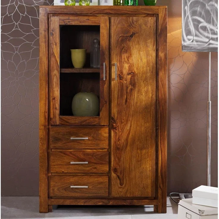 Massivmoebel24 Highboard (Highboard Sheesham 90 x 42 x 148 life honey lackiert METRO LIFE #108) – Bild 7