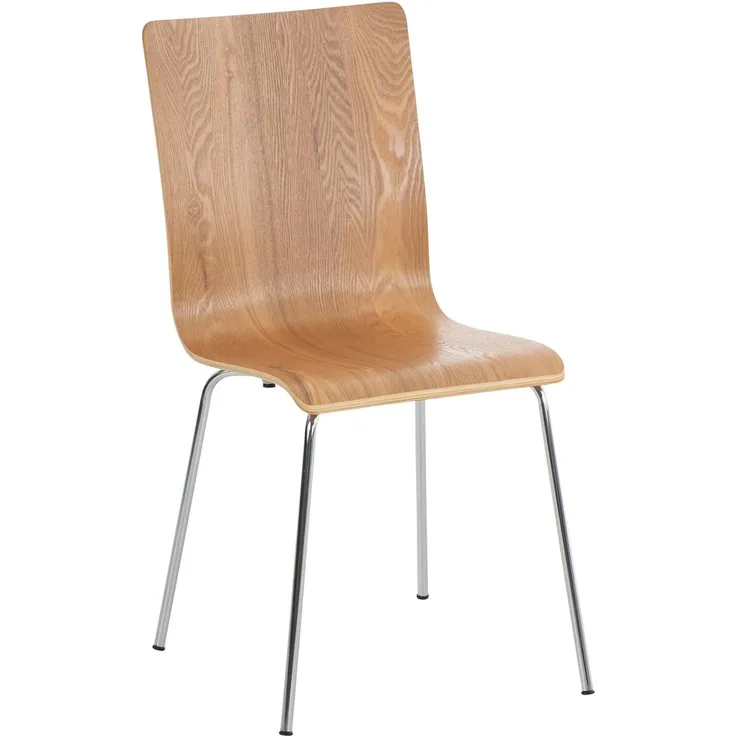 CLP Besucherstuhl Pepe mit ergonomisch geformten Holzsitz und Metallgestell,eiche