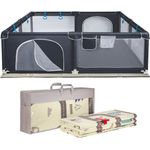 ONVAYA® Laufgitter mit faltbarer Spielmatte Motiv Straßenverkehr | Laufstall für Babys | 160x200 cm | Schutzgitter für Kinder | Rechteckiges Krabbelgitter | Absperrgitter | Babyzaun in Grau