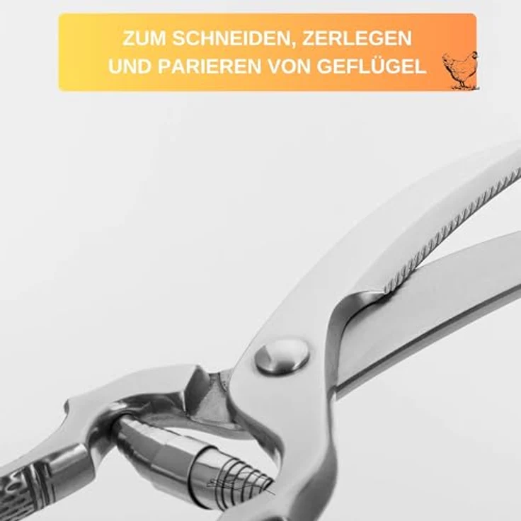 Thiru Geflügelschere Premium Küchenschere mit Federmechanismus für Rechts- und Linkshänder, (1-tlg), Federmechanismus, für Rechts- & Linkshänder, Aufbewahrungshülle – Bild 3