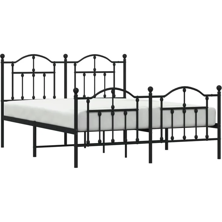 vidaXL Bettgestell mit Kopf- und Fußteil Metall Schwarz 150x200 cm 353459 – Bild 3
