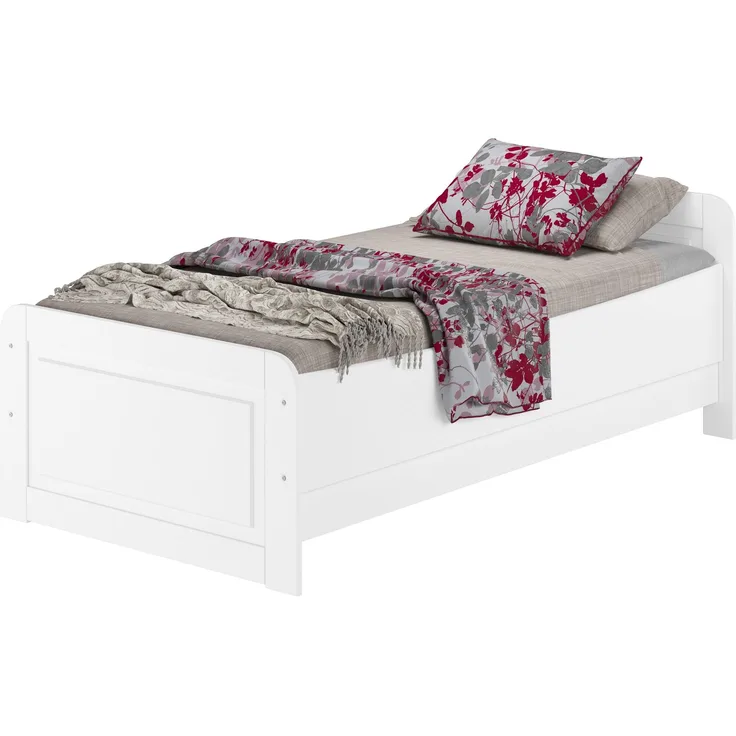 Weißes Einzelbett extra hoch 100x200 Zubehör wählbar V-60.42W-10ohne Zubehör