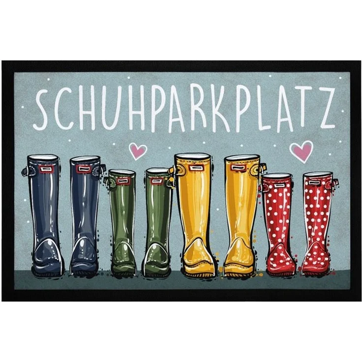 MoonWorks Fußmatte Fußmatte Schuhparkplatz Motiv lustig Gummistiefel Familie Willkommen, rechteckig – Bild 4