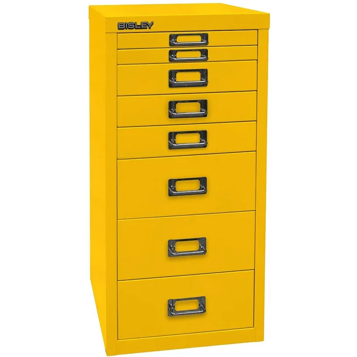 BISLEY MultiDrawer, 29er Serie, DIN A4, 8 Schubladen, Metall, 641 Zinkgelb, 38x27. 9x59 cm