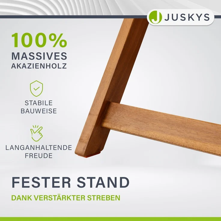 Juskys 'Bala' Balkonmöbel Set - Sitzgruppe 3 teilig für 2 Personen, klappbar, Akazienholz natur, 60 x 56 x 72 cm – Bild 6