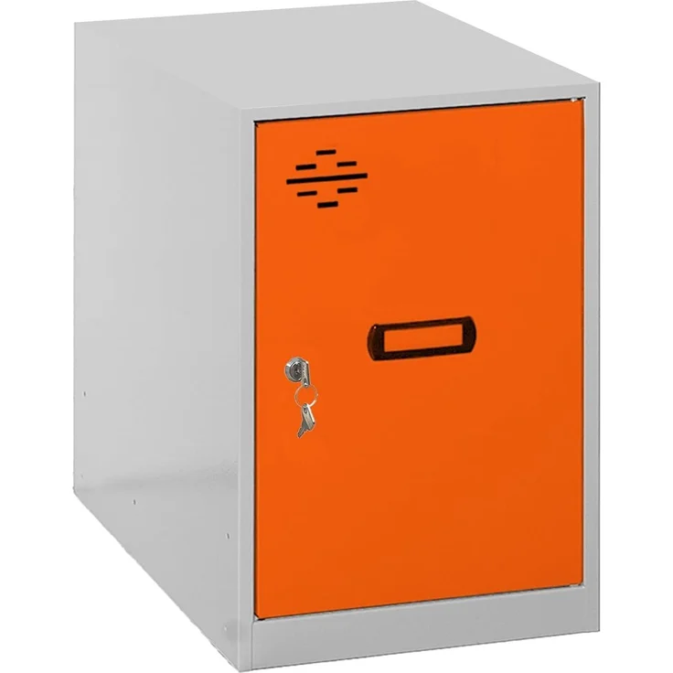 Simon Rack Simonlocker Kommode, klein, 475 x 400 x 500 mm, Amario aus Metall, inkl. Schlüssel, Grau/Orange – Bild 1