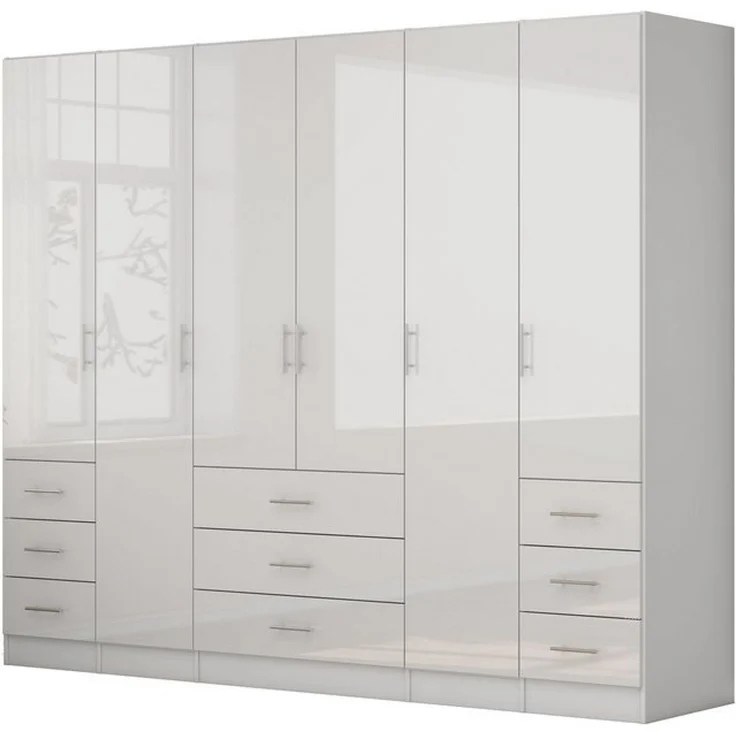 OTTO home Kleiderschrank Trento Schlafzimmerschrank Garderobe Hochglanz Bestseller Schrank mit 6 Türen und 9 Schubladen, höchglänzende Fronten – Bild 4
