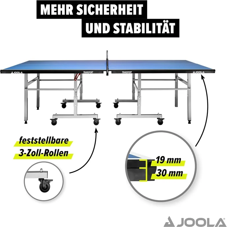 Joola Indoor-Tischtennisplatte "Transport", blau, 152,5 x 274 x 76 cm – Bild 4